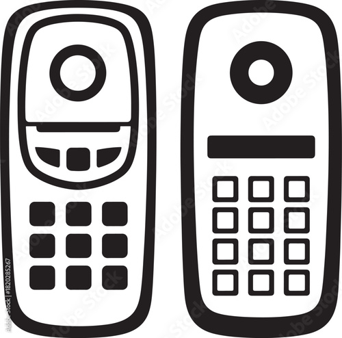 Retro mobile phone front and back silhouette