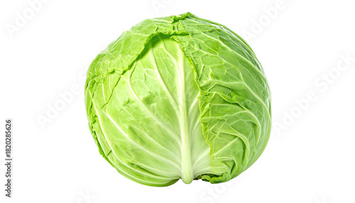 A fresh, green cabbage head isolated against a black background