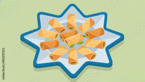 Abstract flower vector illustration background design with a shiny gold star ribbon bow surprise package