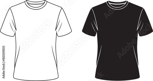 Blank T-Shirt Template in Black and White