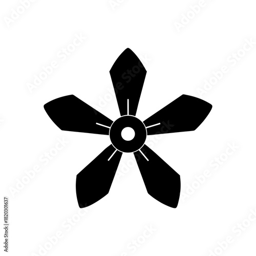 Ceiling Fan Top View Icon Clean Geometric Minimal Modern Shape Line Art Vector illustration