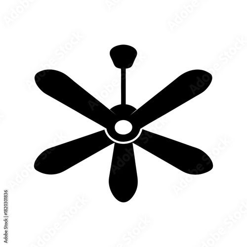 Clean Modern Ceiling Fan Icon Simple Bold Air Circulation Device Line Art Vector illustration