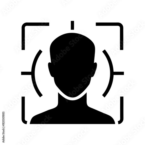 Biometric Face Scan Icon Minimal Clean Modern Security Technology Line Art Vector illustration