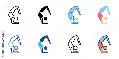 Gymnastics icon set multiple style collection 
