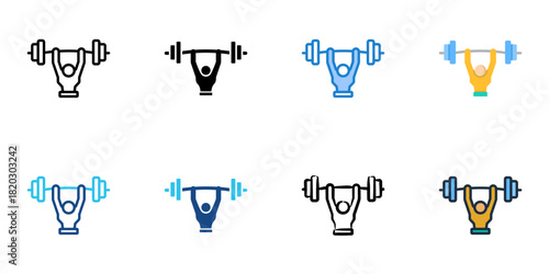 Weightlifting icon set multiple style collection 
