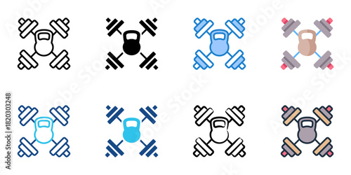 CrossFit icon set multiple style collection 
