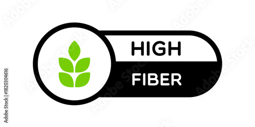 Vector High Fiber Label on White Background