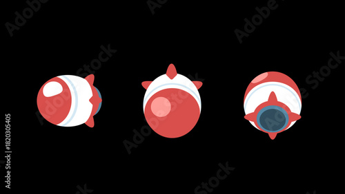 卡通导弹三个方向