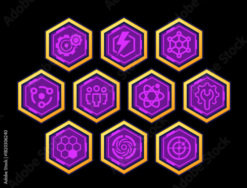 科技卡通几何科幻主题图标标识