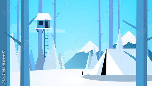 旅游系列-林中露营地冬天