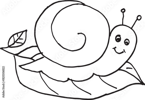 Cute cartoon snail with a floral shell vector illustration designed as a fun coloring page alphabet letter P for kids
