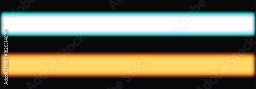 Abstract glowing energy bars in contrasting blue and orange hues, vibrant light effect against a dark background, modern digital design element