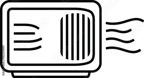 Line art icon of an air conditioner unit blowing cool air, representing climate control and home comfort