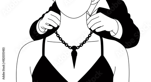 Man puts necklace on woman, a modern love gesture of affection