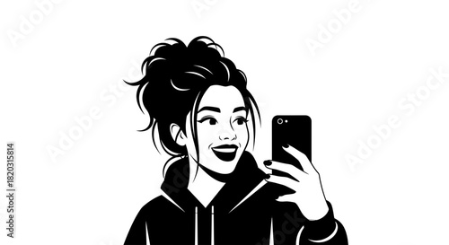 Cheerful woman taking a selfie, perfect for social media content