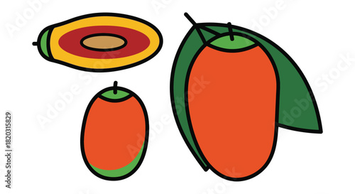 Vibrant mango fruit illustration for healthy lifestyle designs