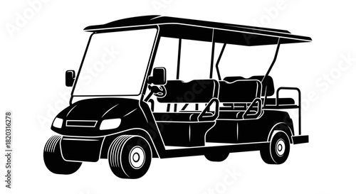 Modern black golf cart providing transport, ready for outdoor fun