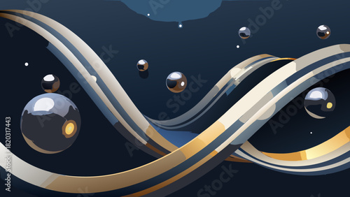 Modern abstract space, sleek curves and spheres bring a dynamic feel for websites, apps or presentations, offering a touch of elegance and futuristic design