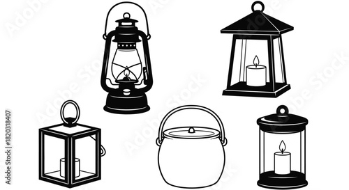 Vintage lanterns and a pot for your old timey design needs today