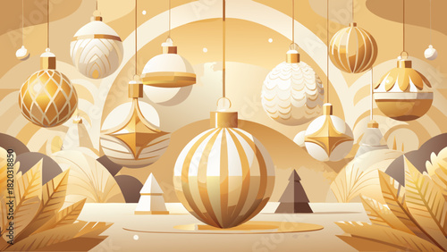 Golden Eid Mubarak celebration illustration with ornaments and stars, perfect for Ramadan greetings and festive designs, originally a scalable vector graphic