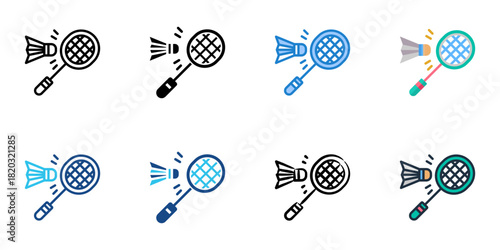 Badminton icon set multiple style collection 
