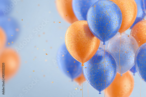 Luxury blue and orange balloons background