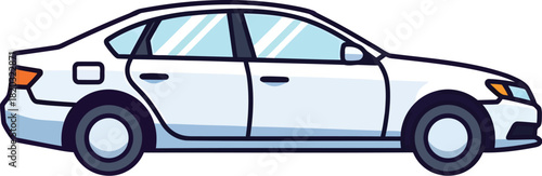 White Sedan Car Pixel Art Style Illustration