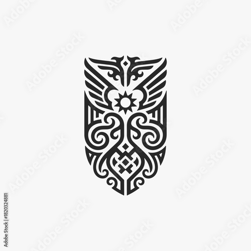 Intricate tribal mandala ornament on a white background. Vector Sign for Banner, Logos, Labels, tattoo, and Icons.