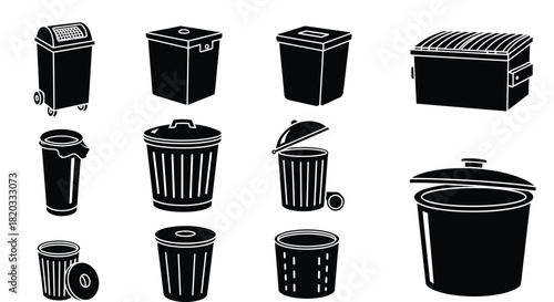Collection of trash cans vector illustration garbage containers art