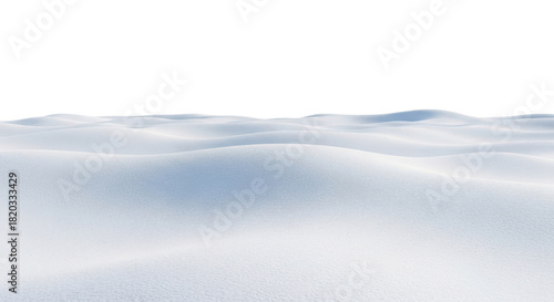 Pure White Snow Dunes Surface Isolated on White Background. Winter Texture Backdrop.