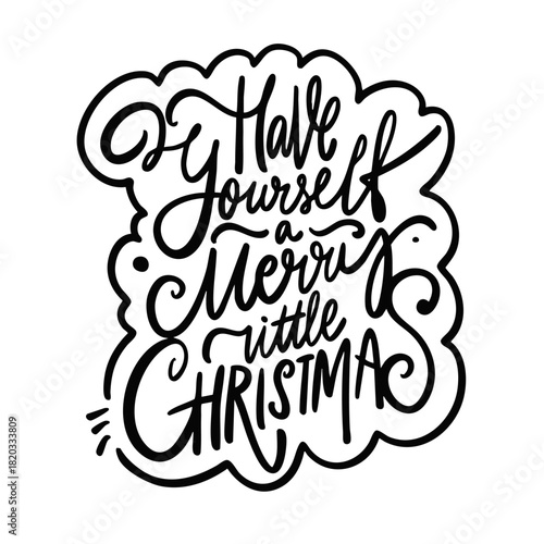 Handwritten Christmas lettering with expressive swirls and decorative flourishes