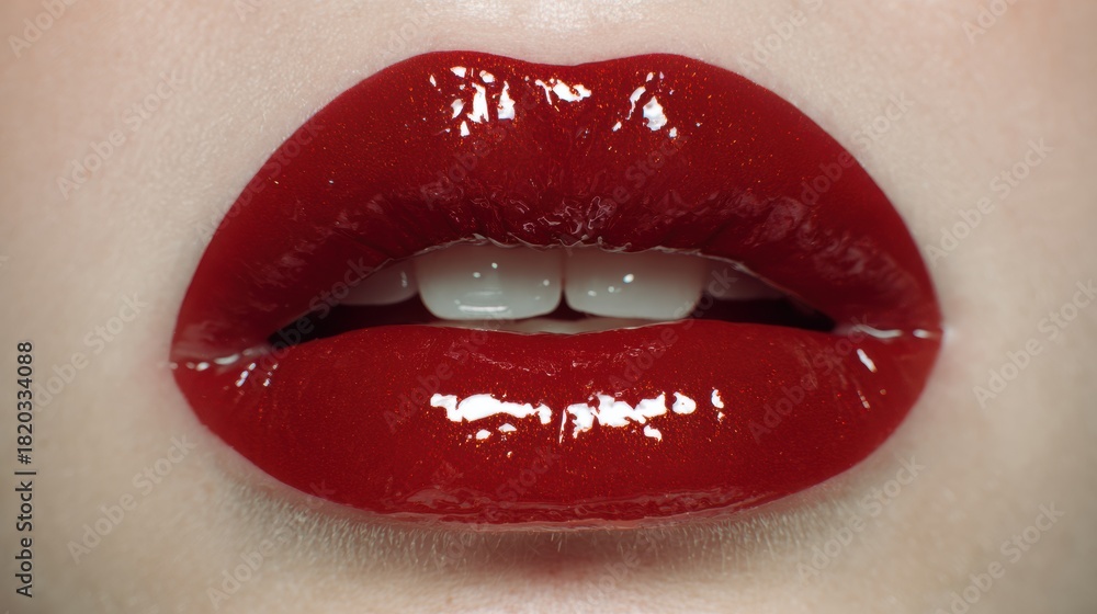 Obraz premium High-fashion Model Blowing Chrome Heart Powder for a Futuristic Beauty Campaign in a Sleek, Blank Space