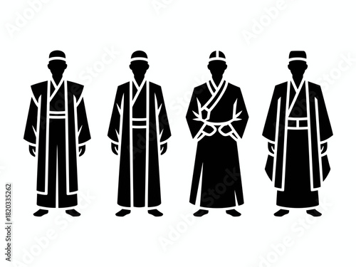 Traditional Men Silhouette Vector | Cultural Robe Male Figure Clipart | Islamic Ethnic Outfit Icon