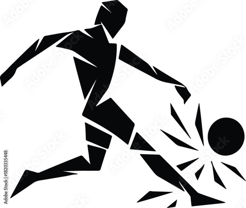 Abstract soccer player kicking ball vector illustration