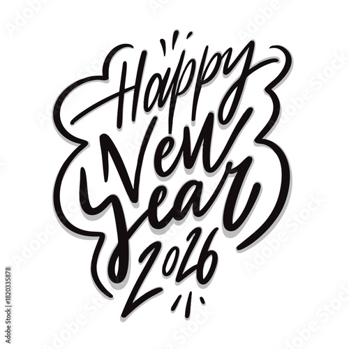 Modern hand drawn happy new year 2026 lettering
