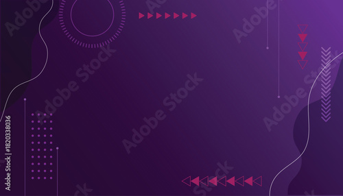 Dark purple abstract tech background with circular and triangular modern elements