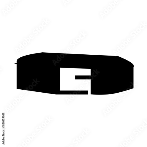 Minimalist line art illustration of a waist belt with a rectangular buckle, drawn in a black outline style.