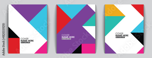Bold geometric memphis background cover with abstract triangular layout