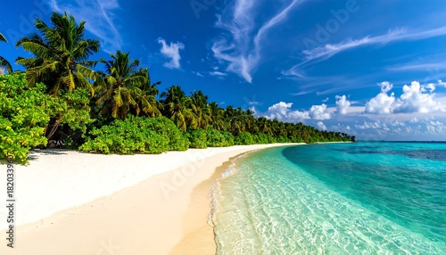 Fototapeta Naklejka Na Ścianę i Meble -  Idyllic tropical beach with turquoise water and white sand.