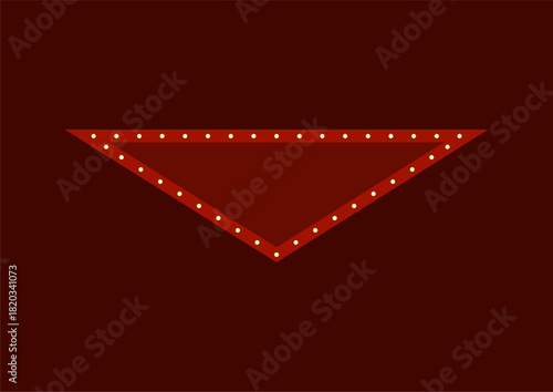 Maroon inverted triangle cinema marquee light frame flat illustration