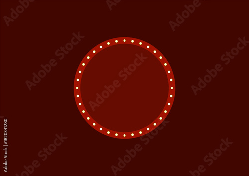 Retro red circular marquee sign border background flat illustration