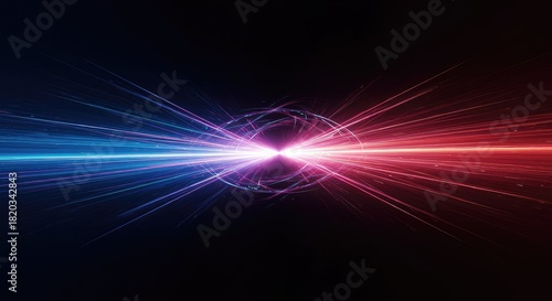 Dynamic abstract visualization of intersecting frequency waves and glowing energy fields, creating a smooth color phase shift transition effect ,futuristic ,vivid ,phase