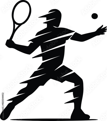Dynamic tennis player silhouette vector illustration