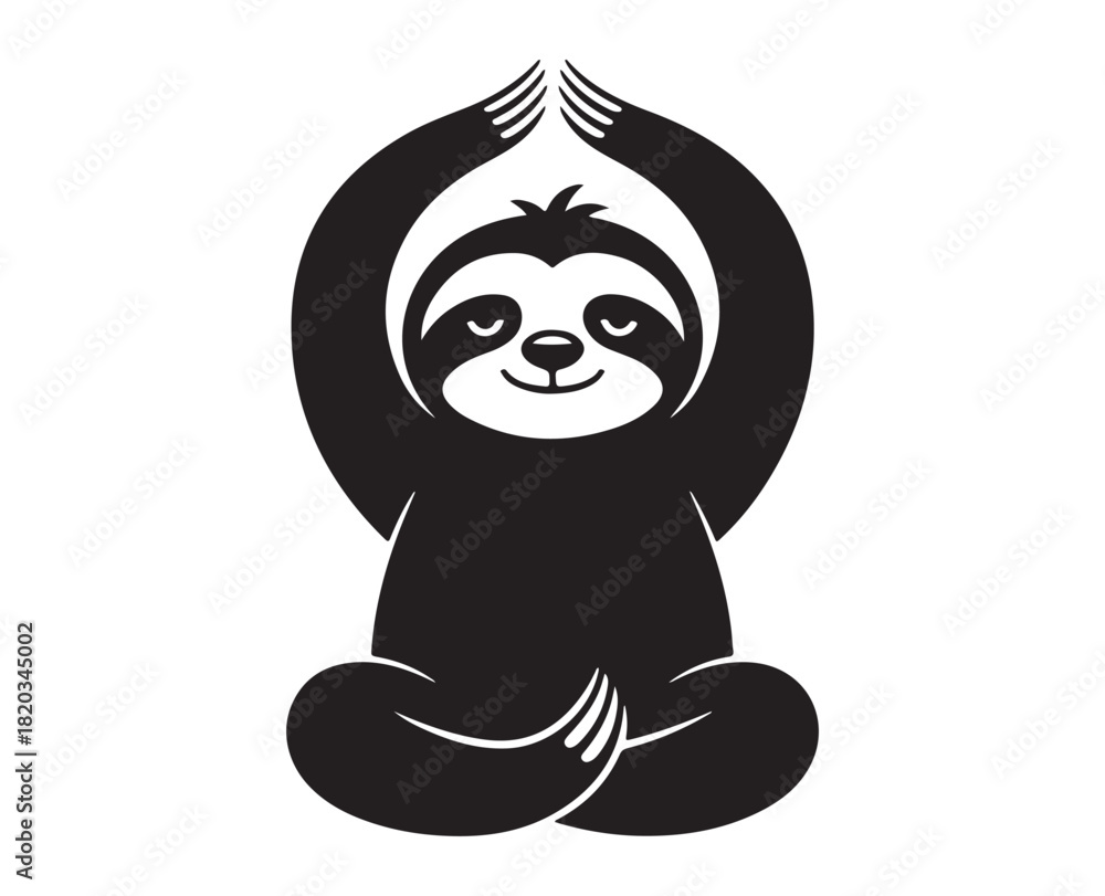 Naklejka premium Meditating Sloth Illustration, Cute Yoga Animal Vector Art.