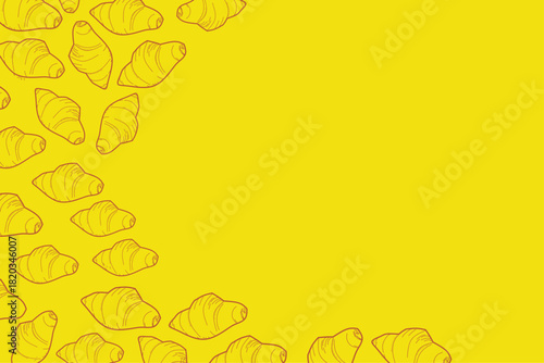 Seamless yellow croissant pattern with bright and playful style. Ideal for bakery branding, packaging, wallpapers, and decorative food-themed designs