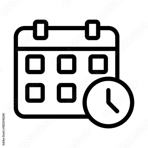 Calendar and Clock Icon Schedule and Time Management Symbol