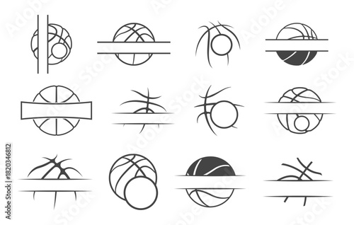 Basketball outline monogram, Basketball laces monogram, Basketball logo, Basketball split monogram, Basketball svg, Basketball circle monogram, Basketball outline. 