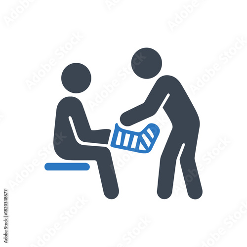Leg injury bandage treatment icon