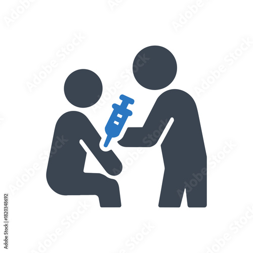 Doctor giving patient vaccine icon