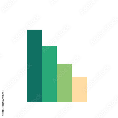 Four descending, differently-colored green-to-yellow vertical bars stand side-by-side, creating a simple, flat, and minimalist chart against a plain white background.
